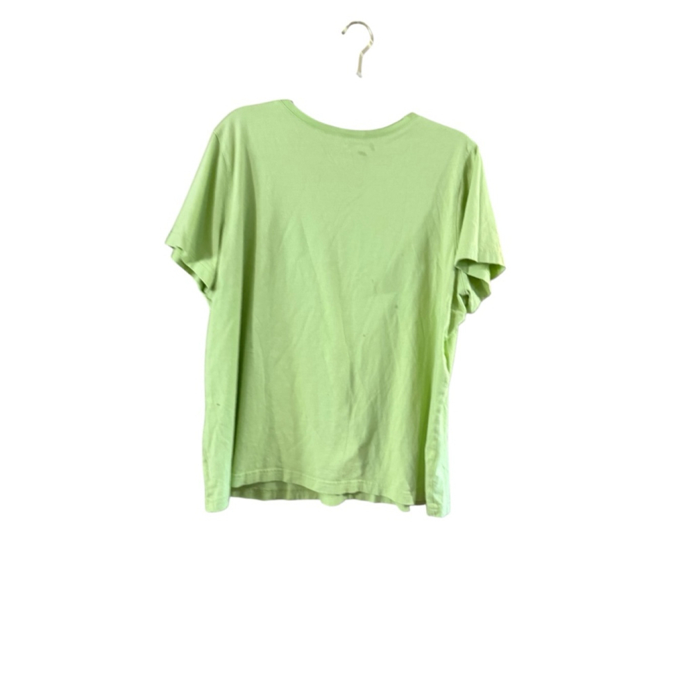 Woman Within Green Short Sleeve V Neck Tee 1X - Picture 3 of 9